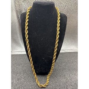VTG Monet Gold Tone Large Rope Links Chain Necklace Statement Fashion Jewelry
